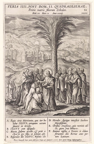 Christ and the mother of the sons of Zebedee, Antonie Wierix (II), 1593 Canvas Print