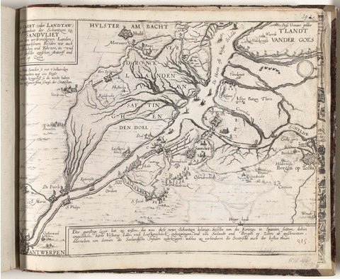 Pass map with the new ramps in the vicinity of Zandvliet, 1627, Frans Hogenberg (workshop or), 1627 - 1629 Canvas Print