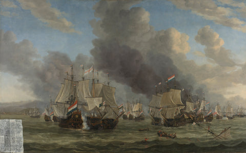 The Battle of Livorno, Reinier Nooms, 1653 - 1664 Canvas Print