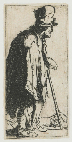 Beggar with a crippled hand leaning on a stick, Rembrandt van Rijn, c. 1629 Canvas Print