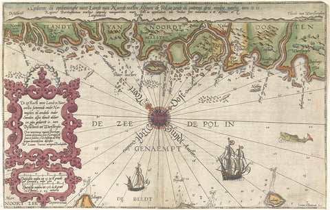 Map part of the coast of Norway and Sweden, Joannes van Doetechum (I), 1580 - 1583 Canvas Print