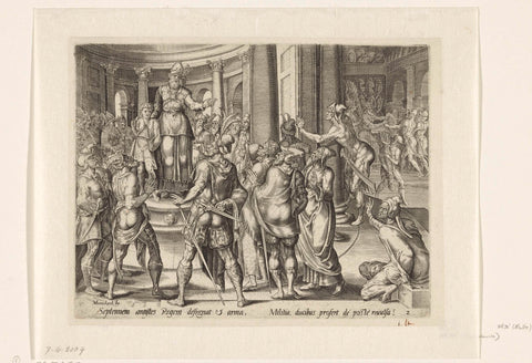 Joas presented to the army, Harmen Jansz Muller, 1585 Canvas Print