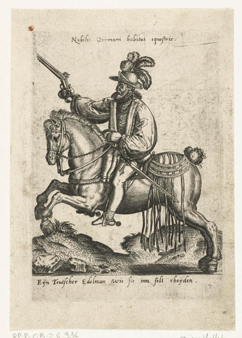 German rider with pistol, Abraham de Bruyn (attributed to), 1577 Canvas Print