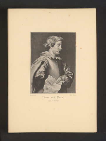 Reproduction of an engraving of a portrait of Lucas van Uden by Lucas Vorsterman (I), Joseph Maes, c. 1872 - in or before 1877 Canvas Print