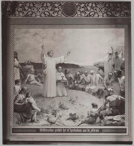 Presentation of 'Willibrordus preaches Christianity to the Frisians' by G. Sturm in the front hall, 1906 Canvas Print