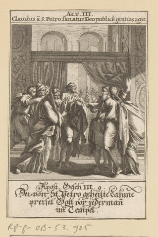 Healed lame praises God in the temple, anonymous, 1697 Canvas Print