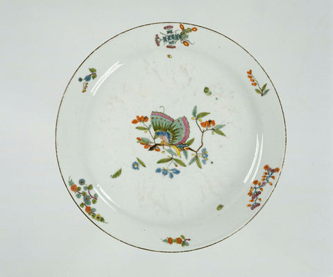 Plate, multicolored painted with flower branches and a butterfly, Meissener Porzellan Manufaktur, c. 1730 - c. 1735 Canvas Print