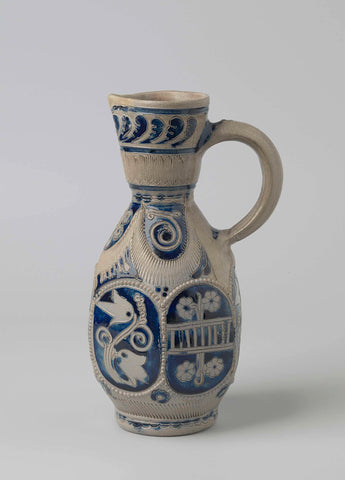 Jug with floral scrolls in panels, anonymous, c. 1750 - c. 1824 Canvas Print