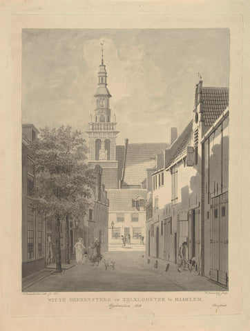 Witte Heeren steeg and Zijlklooster in Haarlem, Walraad Nieuwhoff, 1817 Canvas Print