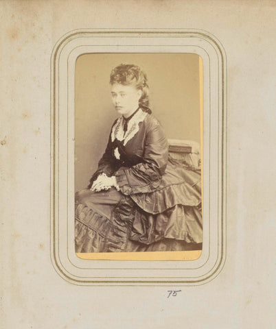 Portrait of a woman in a wide skirt with hair raised, Woodbury & Page, c. 1857 - c. 1880 Canvas Print