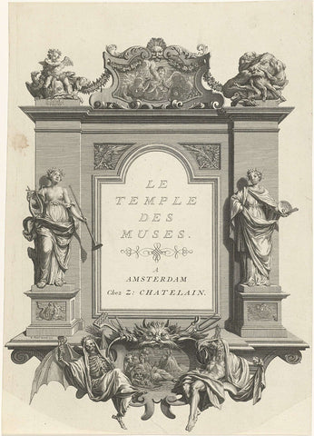 Ornamental frame with Poetry and Painting, Bernard Picart (workshop or), 1732 Canvas Print