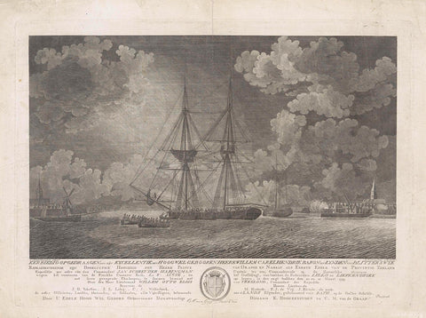 Conquest of the French gunboat Ste. Lucie, 1793, Govert Kitsen, 1793 Canvas Print