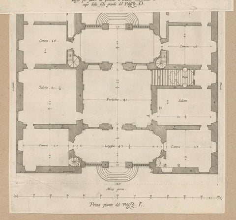 Floor plan of the ground floor of the villa Pallavicino delle Peschiere in Genoa, Nicolaes Ryckmans, 1622 Canvas Print