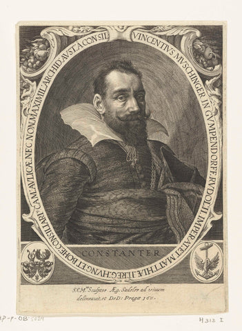 Portrait of Vinzenz Muschinger, Aegidius Sadeler, 1611 Canvas Print