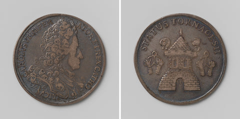 Charles VI, German emperor, arithmetic medal struck by order of the States of Tournai, Philippe Roëttiers (III), 1720 Canvas Print