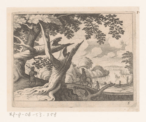 Gebroken boom over bosweg, Matthäus Merian (I), 1622 Canvas Print