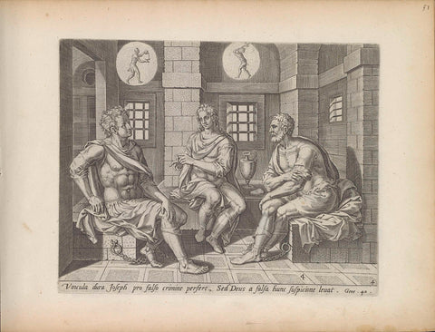 Jozef explains the dreams of the donor and the baker, Hans Collaert (I) (attributed to), 1643 Canvas Print