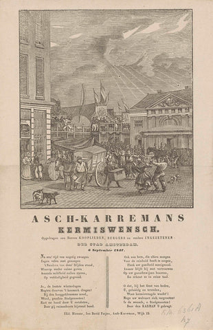 Fairground print of the Amsterdam ash cartmen for the year 1847, Dirk Wijbrand Tollenaar, 1847 Canvas Print