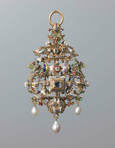 Pendant with contiguous hands, anonymous, c. 1580 - c. 1600 Canvas Print