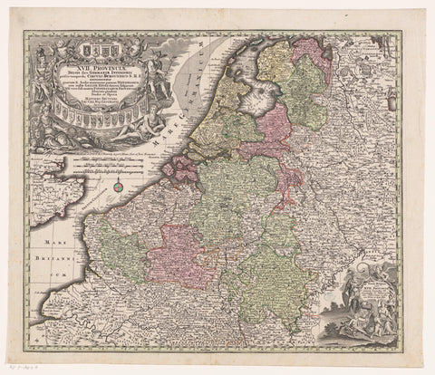 Map of the Seventeen Provinces, anonymous, 1740 - 1757 Canvas Print