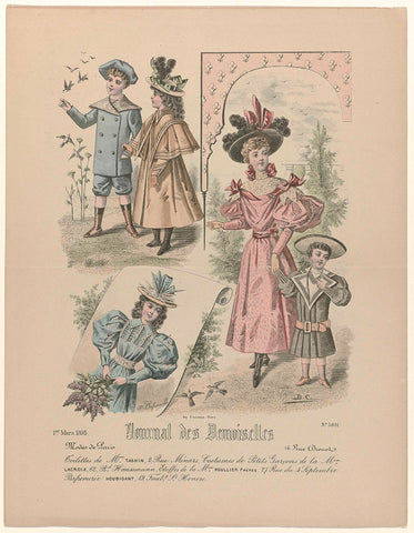 Journal des Demoiselles, March 1, 1895, No. 5031 : Toilettes de Mme Taskin (...), P. Deferneville, 1895 Canvas Print