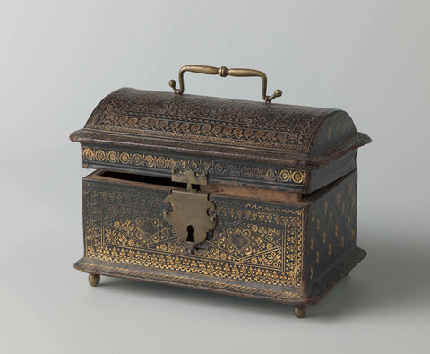 Chest lined with labelled leather with gilded ornaments, anonymous, 1604 Canvas Print