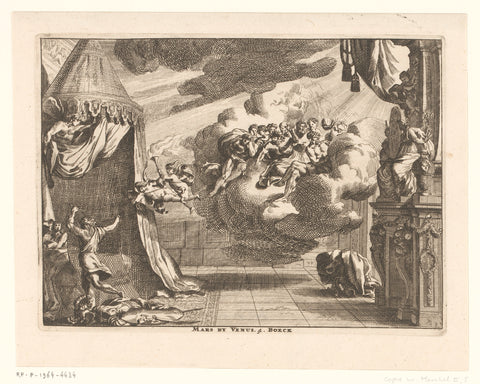 Mars and Venus by Vulcanus surprised, anonymous, Jean Lepautre, 1628 - in or after 1682 Canvas Print