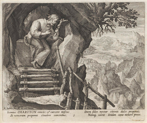 Chariton the Hermit, Raphaël Sadeler (I), 1594 Canvas Print