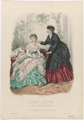 La Mode Illustrée, 1869, No. 12: Toilettes de Mme Breant-Castel (...), J. Bonnard, 1869 Canvas Print