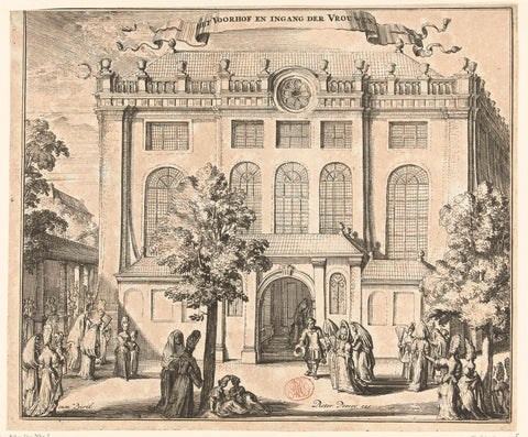 The Courtyard and Women's Entrance to the Portuguese Synagogue in Amsterdam, c. 1695, Romeyn de Hooghe, c. 1695 Canvas Print