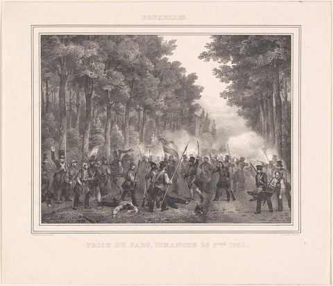 Conquest of the Parc de Bruxelles in Brussels, 1830, Jean-Louis Van Hemelryck, 1830 Canvas Print