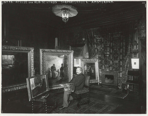 The painter Albert Neuhuijs in his studio on the Sarphatikade in Amsterdam, Sigmund Löw (attributed to), 1903 Canvas Print