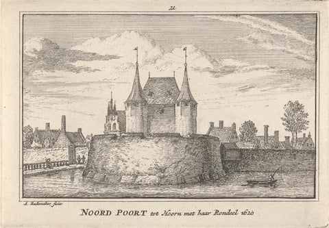 View of the Noorderpoort in Hoorn, 1620, Abraham Rademaker, 1727 - 1733 Canvas Print