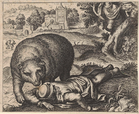 Fable of the bear and the two travelers, Aegidius Sadeler, 1608 Canvas Print