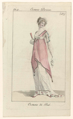 Journal des Dames et des Modes, Costume Parisien, 16 March 1801, Year 9 (287) : Costume de Bal., anonymous, 1801 Canvas Print