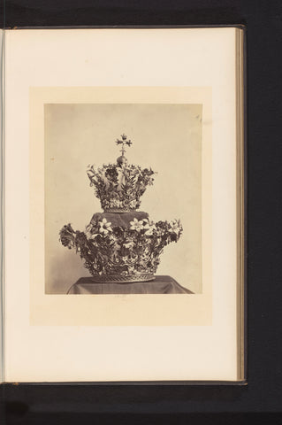 Two partly gilded silver crowns from the St. Peter's Church in Leuven, drawn up at an exhibition on religious objects from the Middle Ages and Renaissance in 1864 in Mechelen, Joseph Maes, 1864 Canvas Print