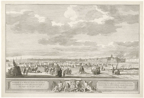 Ice entertainment on the frozen Meuse in Rotterdam, 1776, Robbert Muys, 1776 Canvas Print