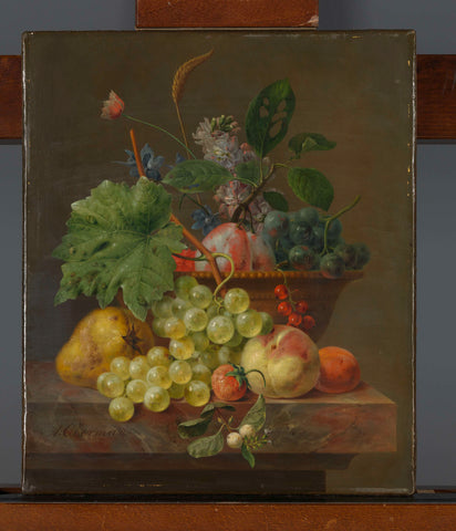 Still Life with Fruit in a Terracotta Dish, Anthony Oberman, c. 1830 Canvas Print