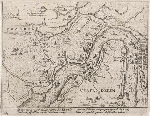 Siege and capture of Antwerp in 1584/1585: the redoubts on the Scheldt, anonymous, 1613 - 1615 Canvas Print