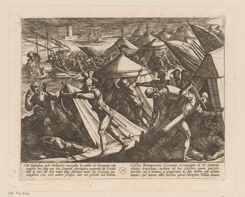 Night raid on the army camp of Cerialis in which his ship is captured, 69-70, Antonio Tempesta, 1612 Canvas Print