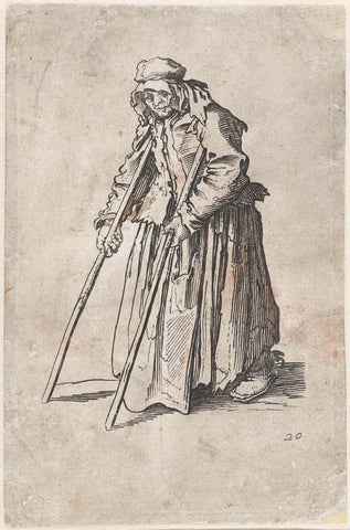 Beggar with crutches, Jacques Callot, 1622 - 1670 Canvas Print