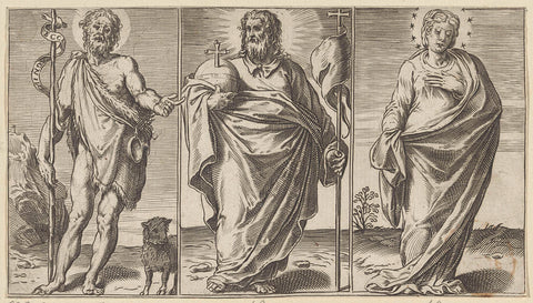 John the Baptist, Christ and Mary, Agostino Carracci, 1583 Canvas Print