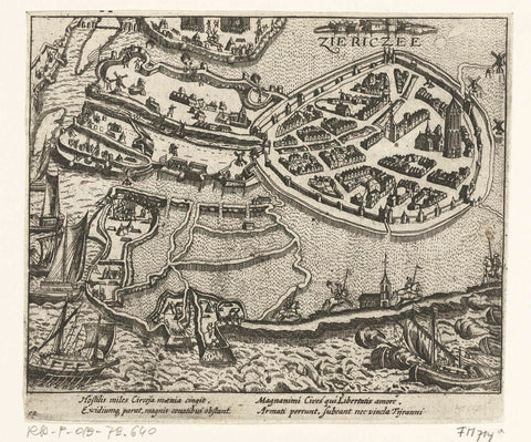 Siege of Zierikzee by the Spaniards, 1576, anonymous, 1613 - 1615 Canvas Print