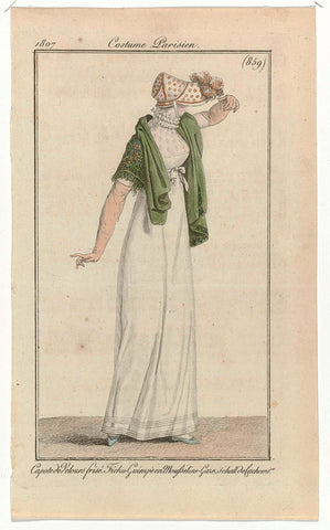 Journal des Dames et des Modes, Costume Parisien, 25 December 1807, (859): Capote de Velours frisé (...), anonymous, 1807 Canvas Print