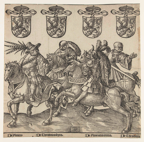 Floris II, Dirk VI, Floris III and Dirk VII, Jacob Cornelisz van Oostsanen, 1518 Canvas Print