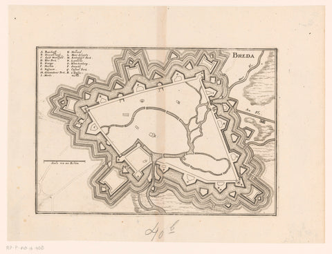 Fortress map of Breda, Caspar Merian, 1654 - c. 1700 Canvas Print