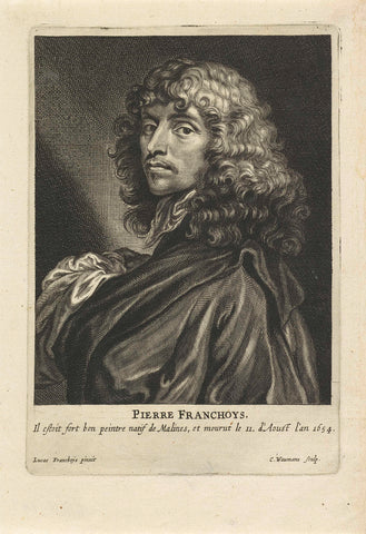 Portrait of the painter Peter Franchoys, Coenraet Waumans, 1649 Canvas Print