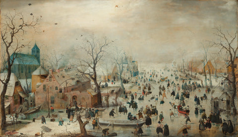 Winter Landscape with Ice Skaters, Hendrick Avercamp, c. 1608 Canvas Print