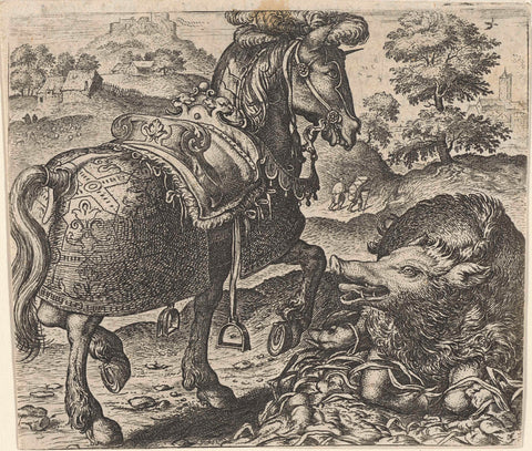 Myth of the pig and the battlehorse, Aegidius Sadeler, 1608 Canvas Print