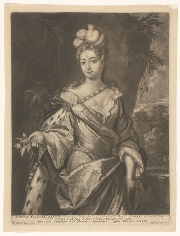 Portrait of Maria Elisabeth von Hessen-Darmstadt, Pieter Schenk (I), c. 1680 - c. 1711 Canvas Print